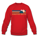 Crested Butte, Colorado Sweatshirt - Retro Mountain Crested Butte Crewneck Sweatshirt - red