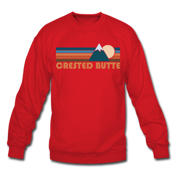 Crested Butte, Colorado Sweatshirt - Retro Mountain Crested Butte Crewneck Sweatshirt - red