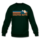 Crested Butte, Colorado Sweatshirt - Retro Mountain Crested Butte Crewneck Sweatshirt - forest green