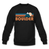 Boulder, Colorado Sweatshirt - Retro Mountain Boulder Crewneck Sweatshirt - black
