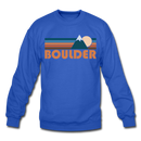 Boulder, Colorado Sweatshirt - Retro Mountain Boulder Crewneck Sweatshirt - royal blue