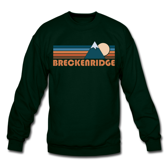 Breckenridge, Colorado Sweatshirt - Retro Mountain Breckenridge Crewneck Sweatshirt - forest green