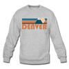 Denver, Colorado Sweatshirt - Retro Mountain Denver Crewneck Sweatshirt - heather gray