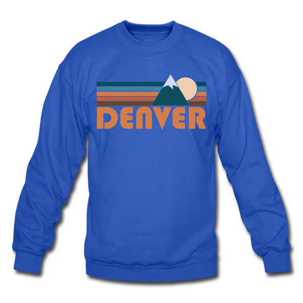 Denver, Colorado Sweatshirt - Retro Mountain Denver Crewneck Sweatshirt - royal blue