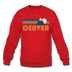 Denver, Colorado Sweatshirt - Retro Mountain Denver Crewneck Sweatshirt - red