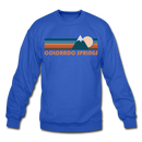 Colorado Springs, Colorado Sweatshirt - Retro Mountain Colorado Springs Crewneck Sweatshirt - royal blue