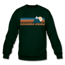 Colorado Springs, Colorado Sweatshirt - Retro Mountain Colorado Springs Crewneck Sweatshirt - forest green