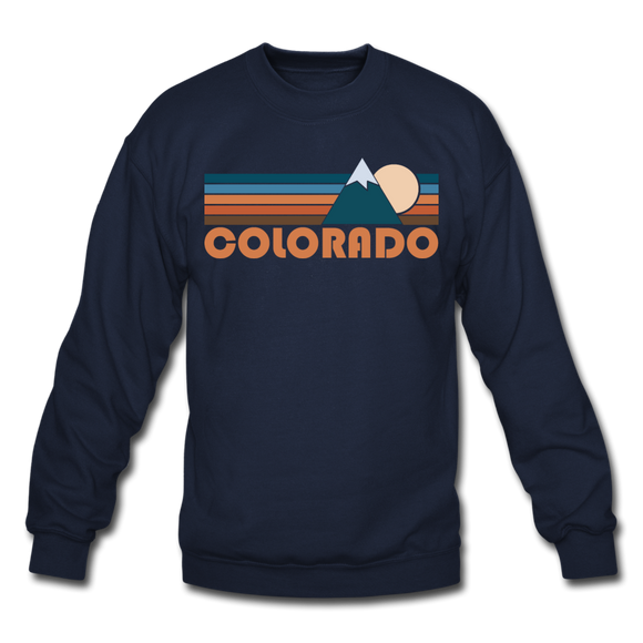 Colorado Sweatshirt - Retro Mountain Colorado Crewneck Sweatshirt - navy
