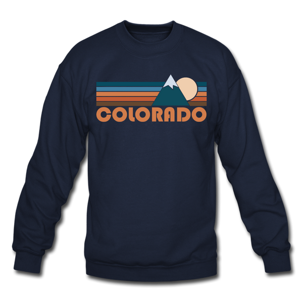 Colorado Sweatshirt - Retro Mountain Colorado Crewneck Sweatshirt - navy