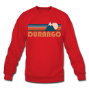 Durango, Colorado Sweatshirt - Retro Mountain Durango Crewneck Sweatshirt - red