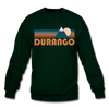 Durango, Colorado Sweatshirt - Retro Mountain Durango Crewneck Sweatshirt - forest green