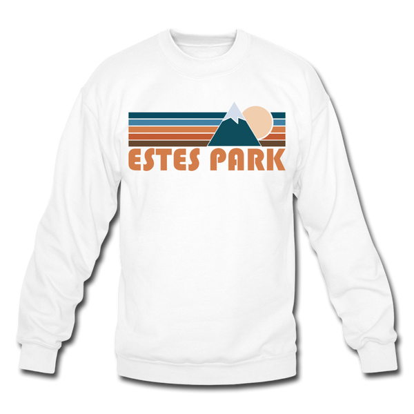 Estes Park, Colorado Sweatshirt - Retro Mountain Estes Park Crewneck Sweatshirt - white