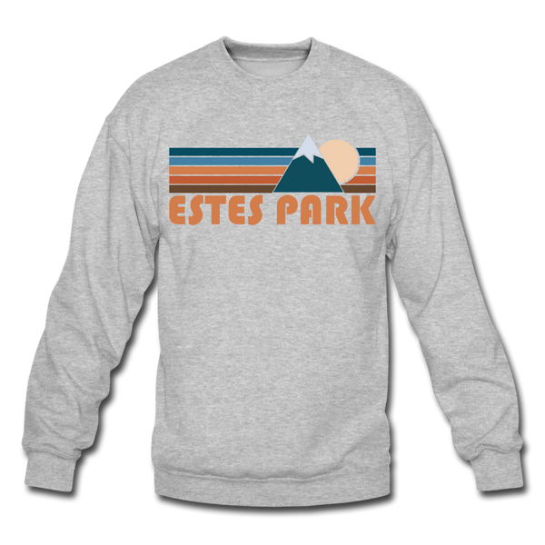 Estes Park, Colorado Sweatshirt - Retro Mountain Estes Park Crewneck Sweatshirt - heather gray