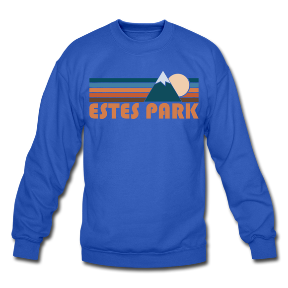Estes Park, Colorado Sweatshirt - Retro Mountain Estes Park Crewneck Sweatshirt - royal blue