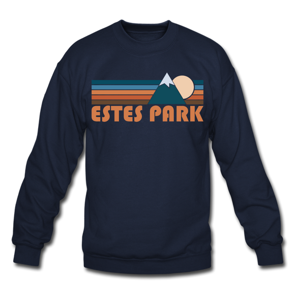 Estes Park, Colorado Sweatshirt - Retro Mountain Estes Park Crewneck Sweatshirt - navy