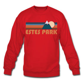 Estes Park, Colorado Sweatshirt - Retro Mountain Estes Park Crewneck Sweatshirt - red