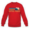 Estes Park, Colorado Sweatshirt - Retro Mountain Estes Park Crewneck Sweatshirt - red