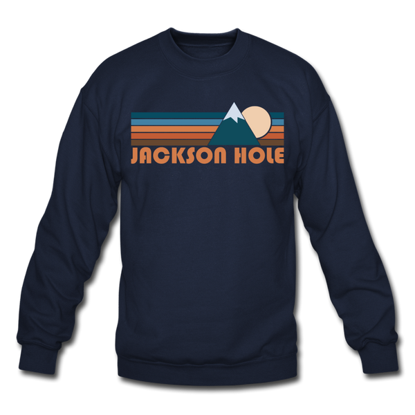 Jackson Hole, Wyoming Sweatshirt - Retro Mountain Jackson Hole Crewneck Sweatshirt - navy