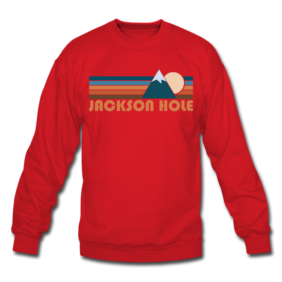 Jackson Hole, Wyoming Sweatshirt - Retro Mountain Jackson Hole Crewneck Sweatshirt - red