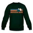 Jackson Hole, Wyoming Sweatshirt - Retro Mountain Jackson Hole Crewneck Sweatshirt - forest green