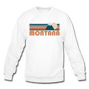 Montana Sweatshirt - Retro Mountain Montana Crewneck Sweatshirt - white