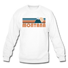 Montana Sweatshirt - Retro Mountain Montana Crewneck Sweatshirt - white