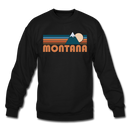 Montana Sweatshirt - Retro Mountain Montana Crewneck Sweatshirt - black
