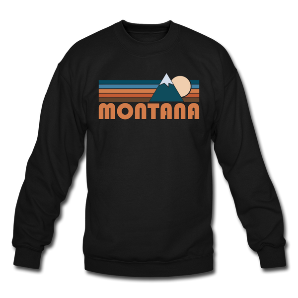 Montana Sweatshirt - Retro Mountain Montana Crewneck Sweatshirt - black