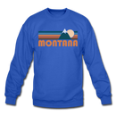Montana Sweatshirt - Retro Mountain Montana Crewneck Sweatshirt - royal blue