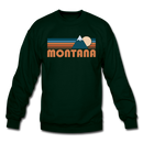 Montana Sweatshirt - Retro Mountain Montana Crewneck Sweatshirt - forest green