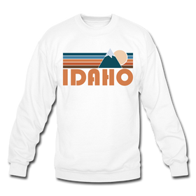 Idaho Sweatshirt - Retro Mountain Idaho Crewneck Sweatshirt - white