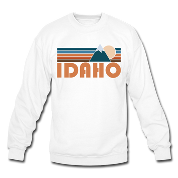 Idaho Sweatshirt - Retro Mountain Idaho Crewneck Sweatshirt - white