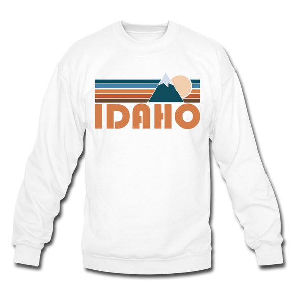 Idaho Sweatshirt - Retro Mountain Idaho Crewneck Sweatshirt - white