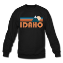 Idaho Sweatshirt - Retro Mountain Idaho Crewneck Sweatshirt - black