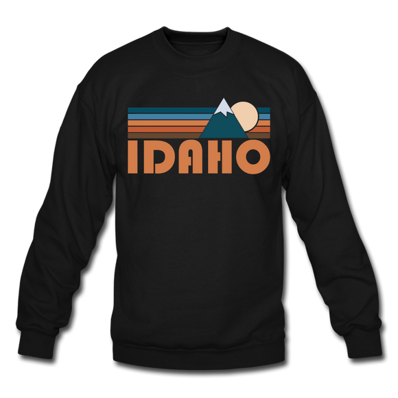 Idaho Sweatshirt - Retro Mountain Idaho Crewneck Sweatshirt - black