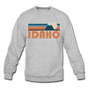 Idaho Sweatshirt - Retro Mountain Idaho Crewneck Sweatshirt - heather gray
