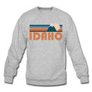 Idaho Sweatshirt - Retro Mountain Idaho Crewneck Sweatshirt - heather gray