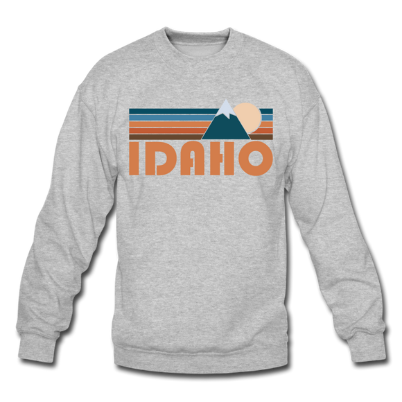 Idaho Sweatshirt - Retro Mountain Idaho Crewneck Sweatshirt - heather gray