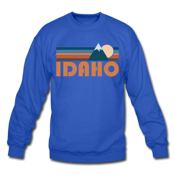 Idaho Sweatshirt - Retro Mountain Idaho Crewneck Sweatshirt - royal blue