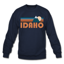 Idaho Sweatshirt - Retro Mountain Idaho Crewneck Sweatshirt - navy