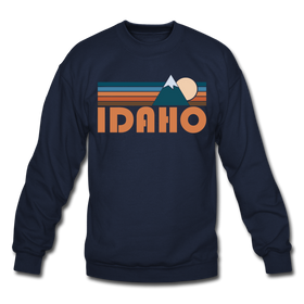 Idaho Sweatshirt - Retro Mountain Idaho Crewneck Sweatshirt - navy