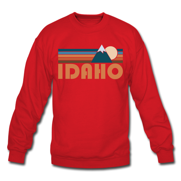 Idaho Sweatshirt - Retro Mountain Idaho Crewneck Sweatshirt - red
