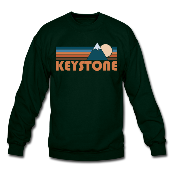 Keystone, Colorado Sweatshirt - Retro Mountain Keystone Crewneck Sweatshirt - forest green