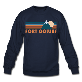 Fort Collins, Colorado Sweatshirt - Retro Mountain Fort Collins Crewneck Sweatshirt - navy