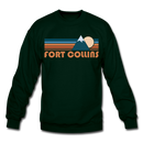 Fort Collins, Colorado Sweatshirt - Retro Mountain Fort Collins Crewneck Sweatshirt - forest green