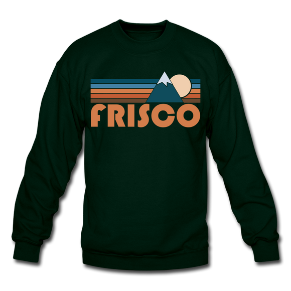 Frisco, Colorado Sweatshirt - Retro Mountain Frisco Crewneck Sweatshirt - forest green