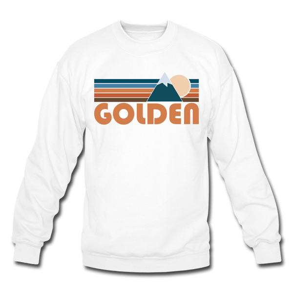 Golden, Colorado Sweatshirt - Retro Mountain Golden Crewneck Sweatshirt - white
