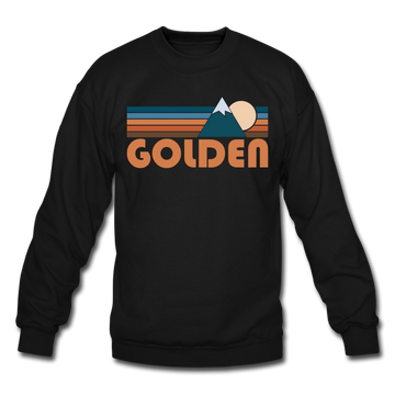 Golden, Colorado Sweatshirt - Retro Mountain Golden Crewneck Sweatshirt - black