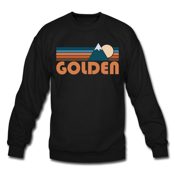 Golden, Colorado Sweatshirt - Retro Mountain Golden Crewneck Sweatshirt - black