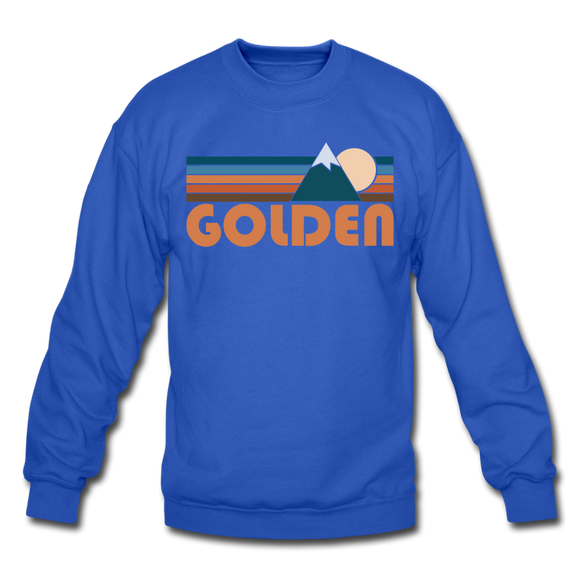 Golden, Colorado Sweatshirt - Retro Mountain Golden Crewneck Sweatshirt - royal blue